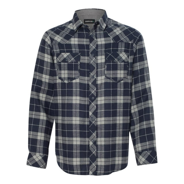 Yarn-Dyed Long Sleeve Flannel Shirt, 3XL, NavyGrey