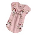 thumbnail image 1 of Sonducket Camiseta de mujer Camiseta plisada estampada Top Cuello Blusa de manga corta Prendas para la parte del cuerpo Rosado L, 1 of 5