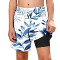 thumbnail image 1 of Zpanxa Boys Polyester Shorts Print Pattern with Double Layer Pockets Elastic Waistband Beach Sports Shorts 7 Years, 1 of 6