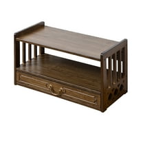 Altar Table with Drawer, Wood Coffee Table for Living Room,Meditation table （16.5”L/Walnu Color/Double-Layer）