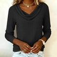 thumbnail image 5 of CUSTG Women Casual Shirts Summer Solid Color Blouses For Dressy Cowl Neck Long Sleeve Eyelet Elegant School Work 2026 Shirts Cozy Tops, 5 of 6