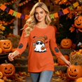 thumbnail image 2 of Trgacdwlo Womens Halloween Tops 3/4 Sleeve Funny Pumpkin Ghost Womens Crew Neck Shirts Vintage Ghost Pattern Fall Tunic Shirts for Women XL, 2 of 7