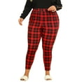 thumbnail image 5 of MODA NOVA Juniors' Plus Size Check Leggings Plaid Skinny Loungewear 4X Red, 5 of 5