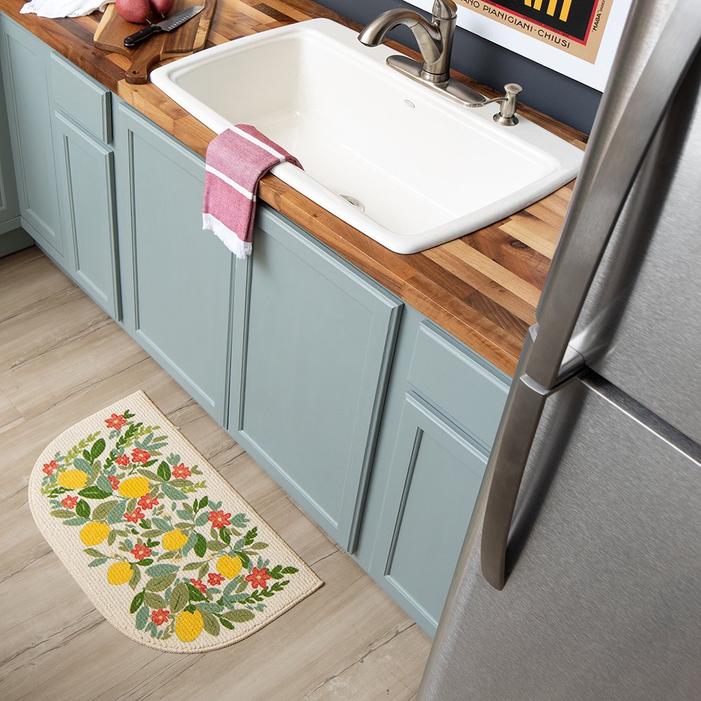 Mainstays Natures Trend Lemons and Leaves Indoor Kitchen Slice Rug, MultiColor, 18"x30