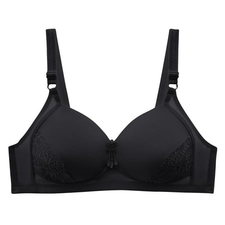 Lace Nursing Bra Women Back-Smoothing Bra Feature V-Neck Nursing Bra Style W-1308 Black 52