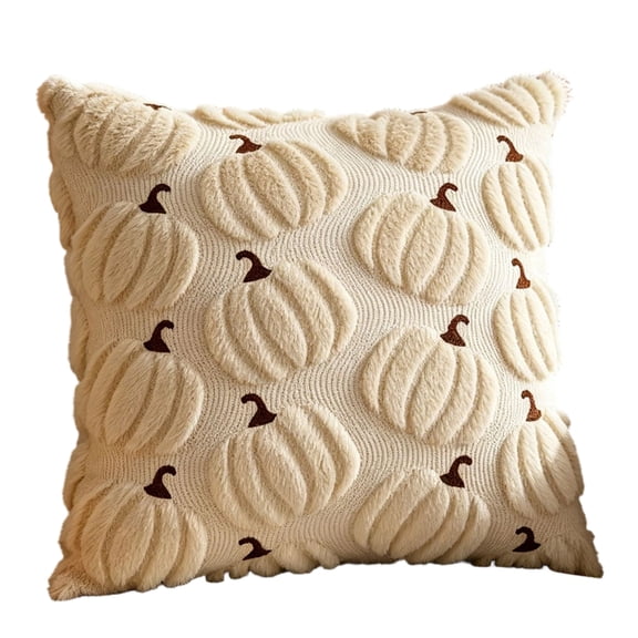 20x20" Autumn Room Decor - Fluffy 3D Pumpkin Throw Pillow Covers - Premium Soft Faux Fur Cozy Cushion Cases for Couch Sofa and Fall Harvest Festival Halloween