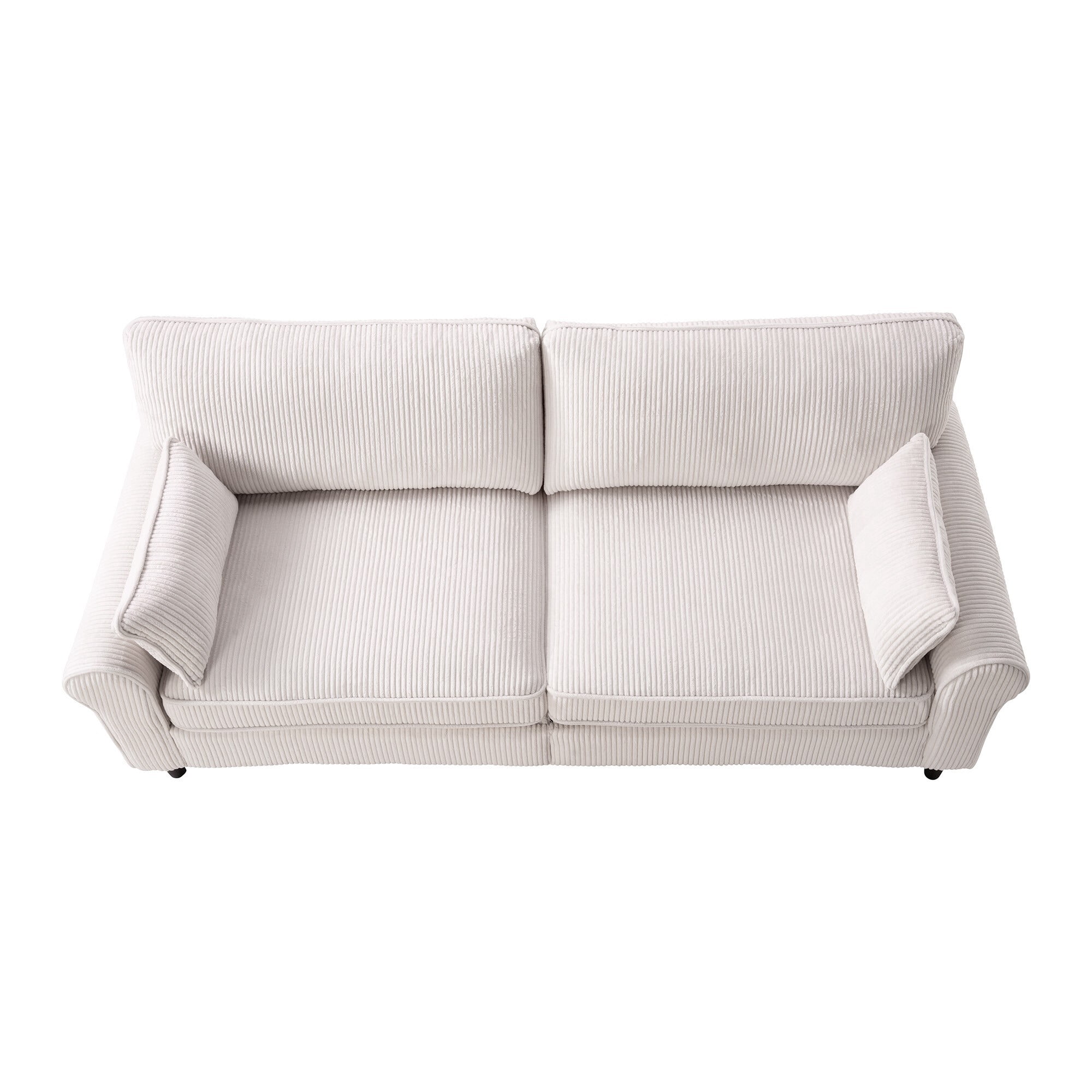 DEALTOPS 81" Corduroy Loveseat, Modern 2-Seater Sofa with Rolled Arms, Iron & Wood Frame, Creamy Beige