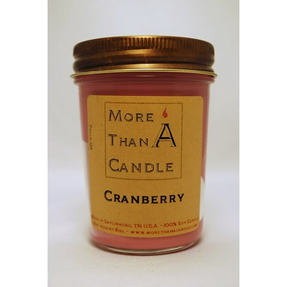 More Than A Candle CBY8J 8 oz Jelly Jar Soy Candle, Cranberry