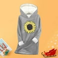 thumbnail image 5 of Tops for Women Long Sleeved Hooded Daisy Printing Thickened Casual Sweatshirt,Womens Tops Plus Size Gray XXL, 5 of 5