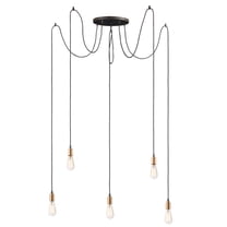 Maxim 12125BKAB Early Electric 5-Light Pendant Ceiling Light, Black & Antique Brass