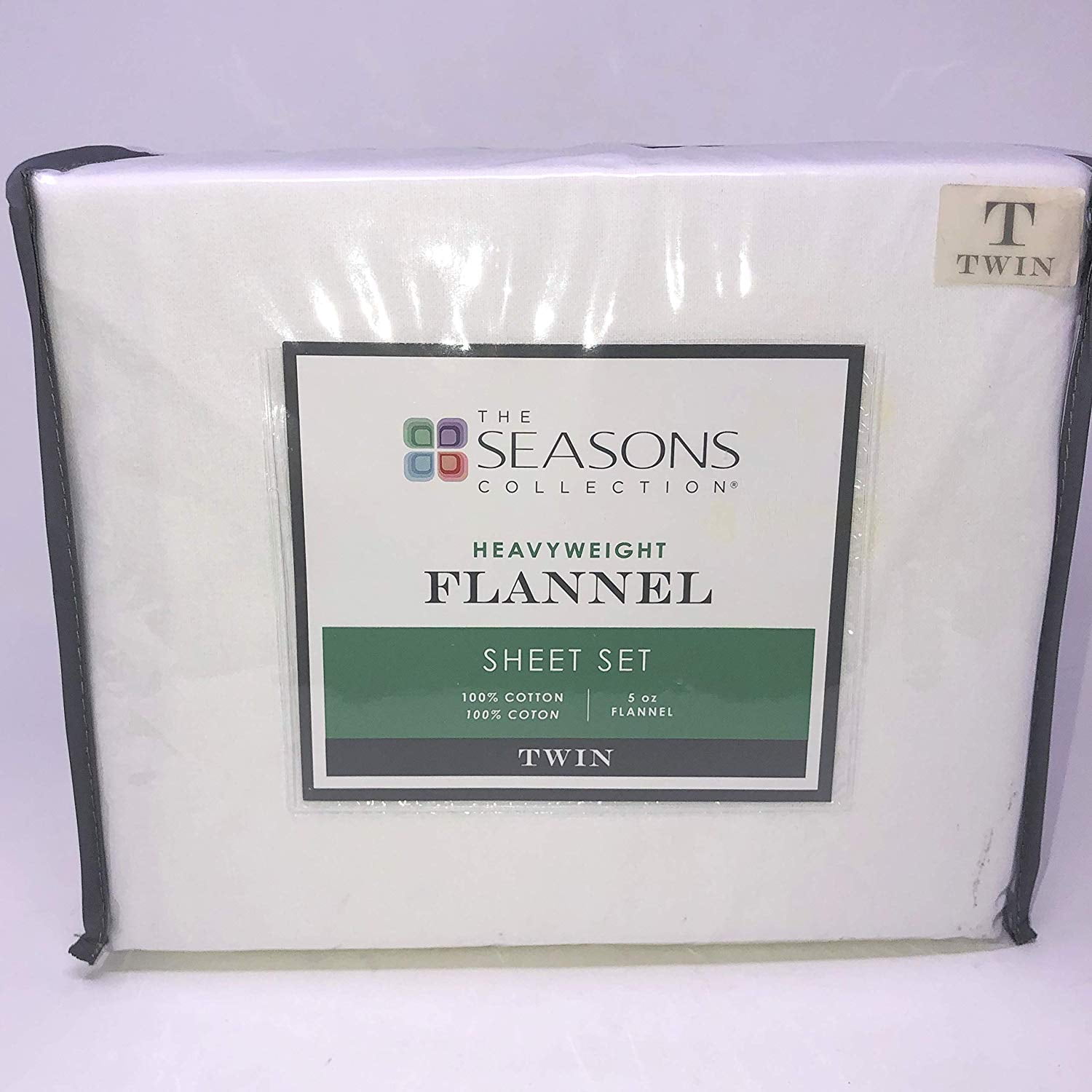 THE SEASONS COLLECTION HEAVYWEIGHT FLANNEL TWIN SHEET SET IN WHITE