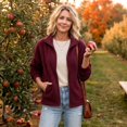 thumbnail image 4 of Sorvello Women's Lightweight Fleece Lined Jacket, Long Sleeve Casual Fall Outerwear With Pockets Wine M, 4 of 7