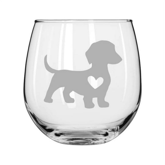 Wine Glass for Red or White Wine Cute Dachshund With Heart (16 oz Stemless)