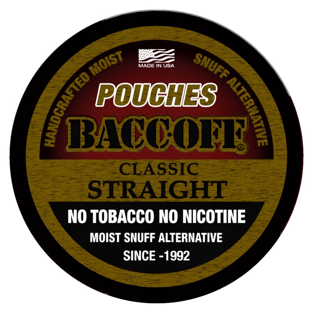 BaccOff, Original Straight Pouches, Premium Tobacco Free, Nicotine Free Snuff Alternative (1 Can