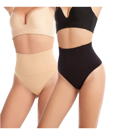 Women Tummy Control Thong Shapewear Panties Underwear Girdle Recovery Slimming Shaper - 2 Pack, Small