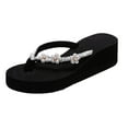 thumbnail image 2 of Zpanxa Slippers for Women Rhinestone Slope Heel Open Toe Flowers Slippers Clip-Toe Shoes Comfy Sandals Casual Comfortable Beach Sandals Flip Flop Shoes Flip Flops for Women White 43, 2 of 8