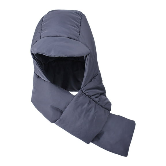 Beautynvta Winter Nylon Hood Scarf Hat with Ear Protection, Windproof Padded Hooded Scarf, Lightweight Warm Hoodie Hat/Scarf Set for Men and Women