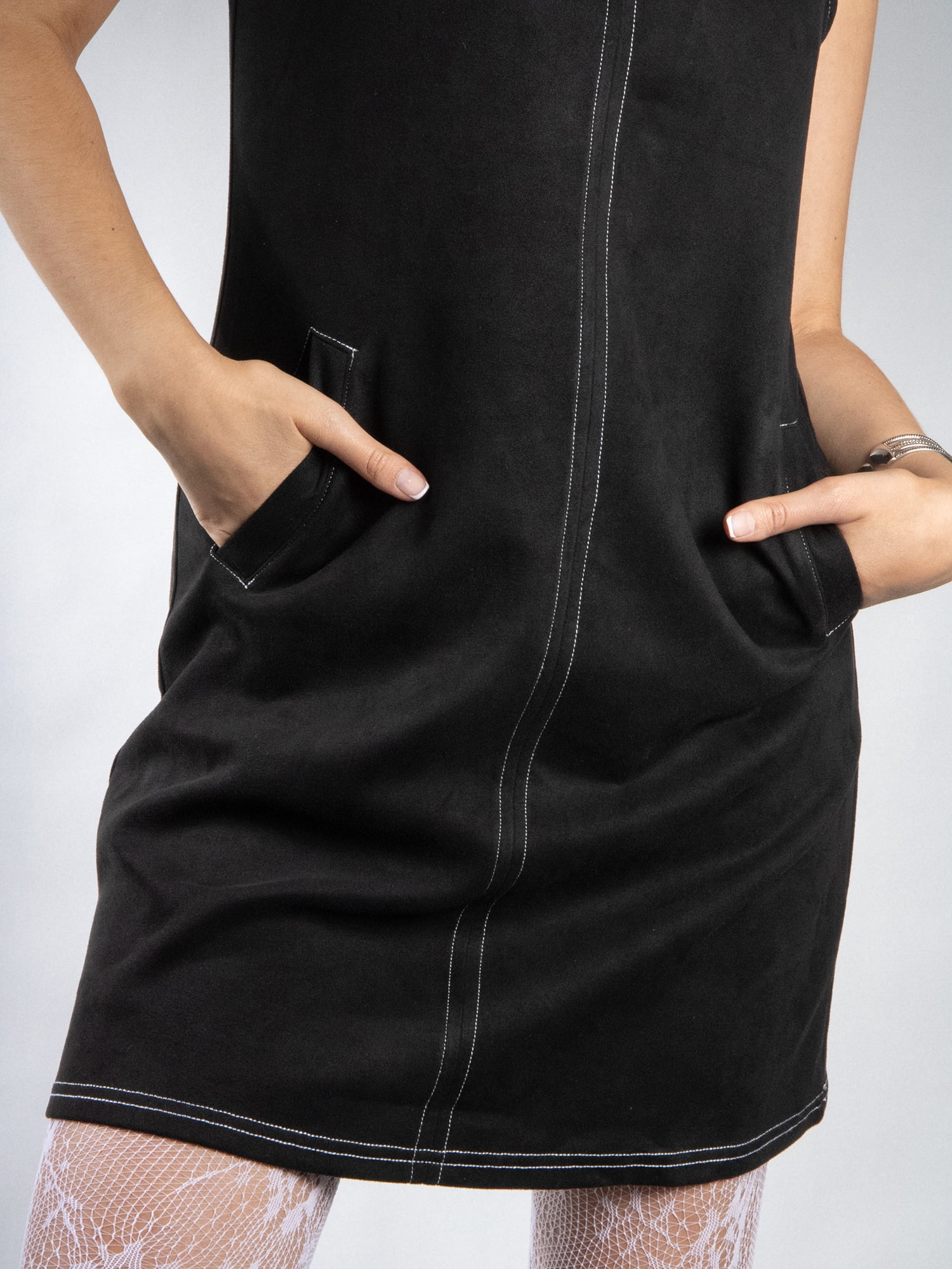 DARING DIVA Women's Sleeveless V Neck Casual Elegant Dress S Black