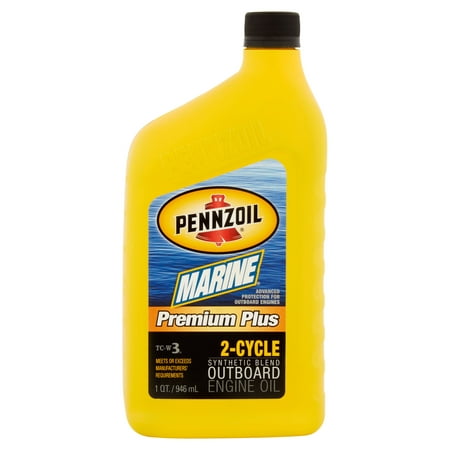 (3 Pack) Pennzoil Marine TC-W3 Premium Plus OB 2-Cycle Motor Oil, 1-quart