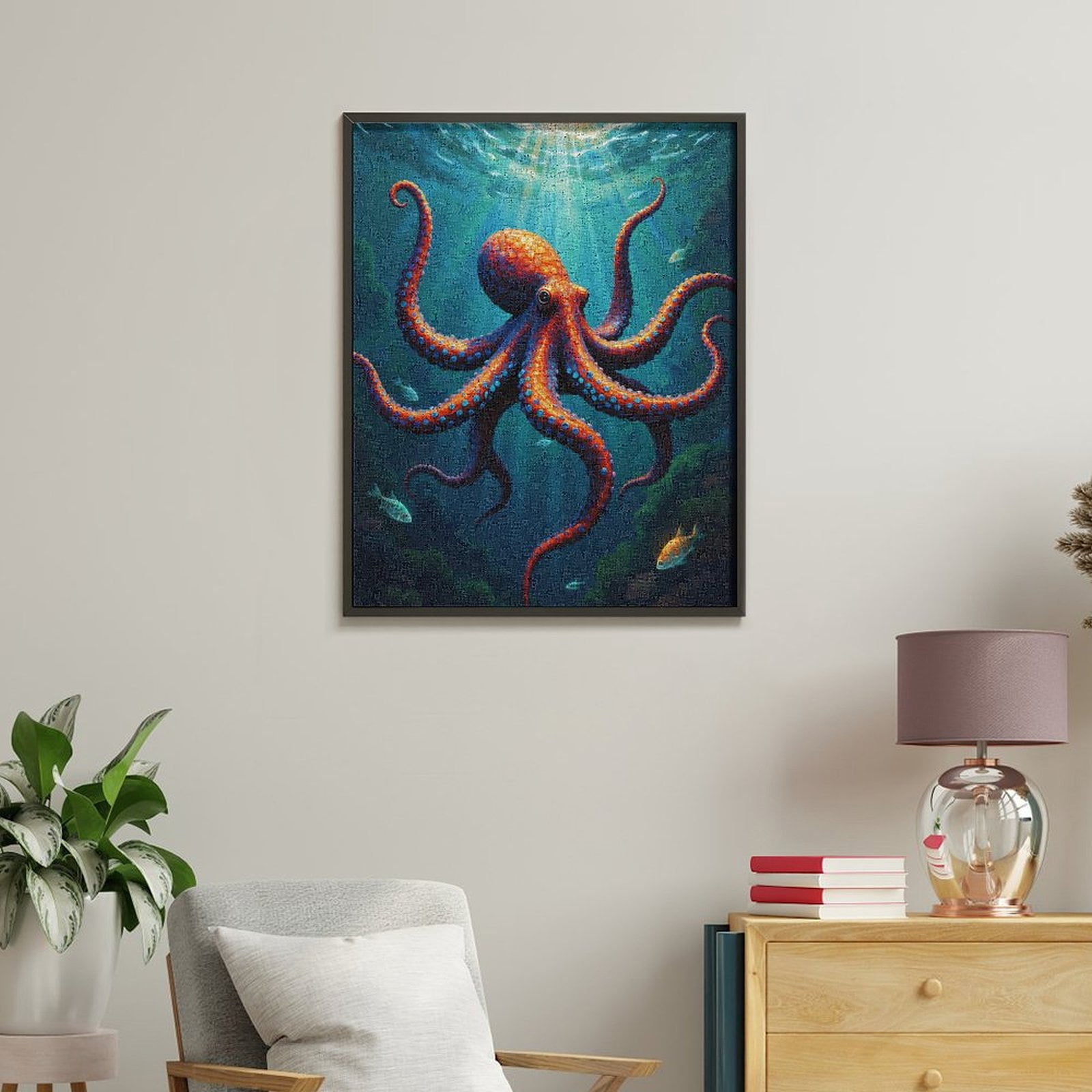 Paint by Numbers Kit for Adults, Underwater Colorful Octopus Scene Paint by Numbers, Easy Paint by Numbers Kit for Adults Beginner, DIY Adult Paint by Number Kits on Canvas, Home Decor