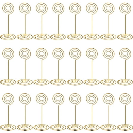 24 Pack Wedding Table Name Number Holders Table Card Holder Stands Place Paper Menu Clips Picture Memo Note Photo Holder (Gold)