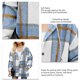 thumbnail image 5 of Mujer Cárdigan Sudadera Elegante Casual Otoño Invierno Color Bloqueo A Cuadros Mujer Casual Sudadera Con Capucha Azul Claro M, 5 of 6