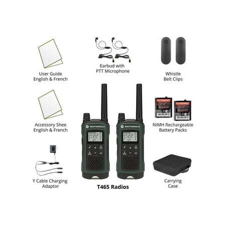 Motorola - Solutions TALKABOUT T465 Two Way Radio - 2 Pack - Dark Green