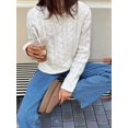 thumbnail image 5 of Women'S Casual Vacation Wool Solid Color Sweater Autumn and Winter Round Neck Long Sleeve Pullover Top Apricot Color M, 5 of 9