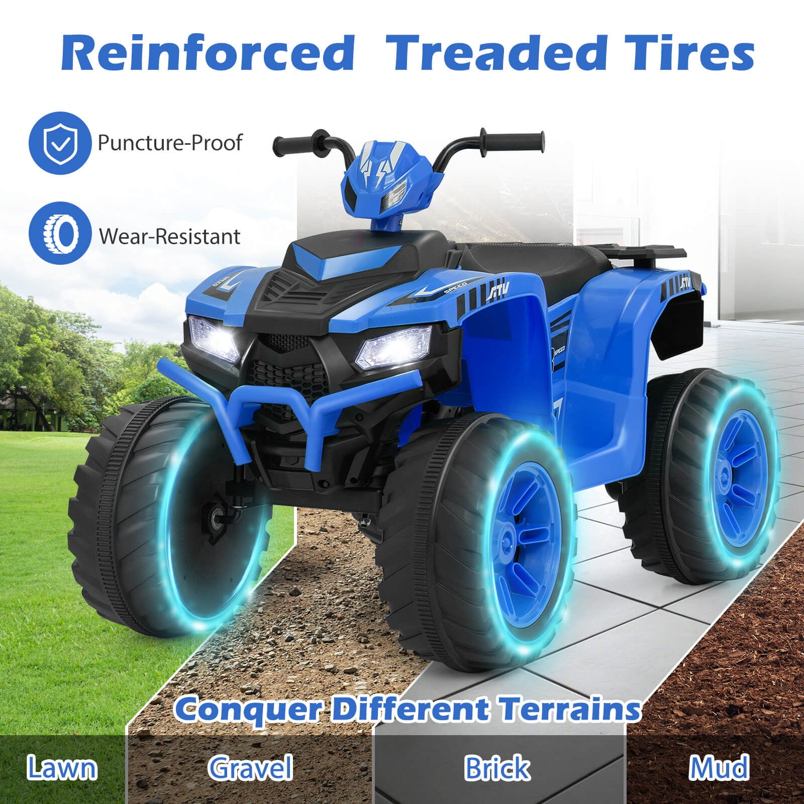 Infans 24V Kids Ride-On Electric ATV 4-Wheeler Quad Car with Wireless Connection