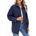 thumbnail image 3 of Camisas de Larga con Botones para Mujer, Blusas de Trabajo de Gran Tamaño con Cuello y Hombros Caídos, Blusa Holgada con Textura Azul Marino S, 3 of 9