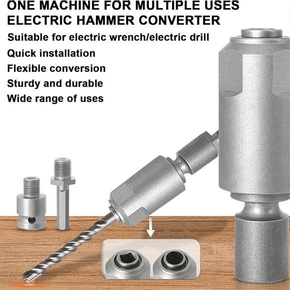 Electric Wrench to Hammer Adapter,1/2 Conversion Connector Rod Round Handle Electric Hammer Drill,3Pcs