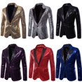 thumbnail image 5 of Douhoow Men Sequins Blazer Gentleman Formal Coat Stage Performer Host Tuxedos, 5 of 5