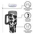 thumbnail image 4 of 40oz Tumbler with Handle and Straw, Vacuum Insulated Stainless Steel Travel Mug, Fits Car Cup Holder, Animal Print, 4 of 6