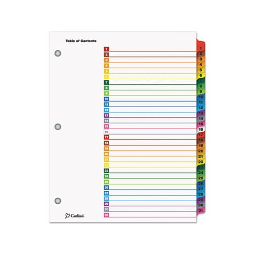 OneStep Printable Table of Contents and Dividers 31-Tab, 1 to 31, 11 x 8.5, White, 1 Set