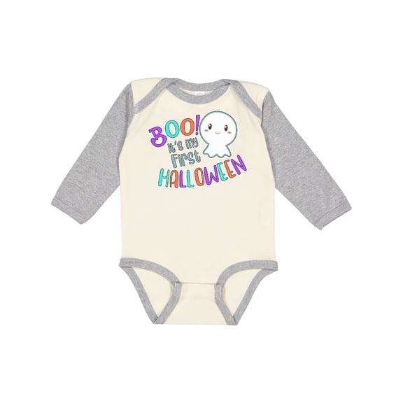 Inktastic Boo It's My First Halloween Cute Ghost Boys or Girls Long Sleeve Baby Bodysuit