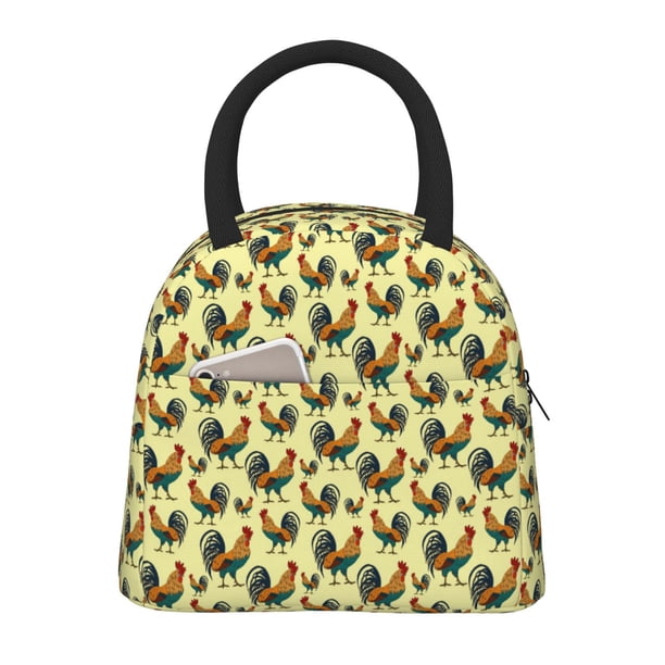 Easygdp Roosters In Farm Bolsa de Almuerzo Insulada Grande, Forro de Aluminio, Diseño Espacioso, a Prueba de Fugas, Ideal para Trabajo, Picnics, Viajes y Actividades al Aire Libre