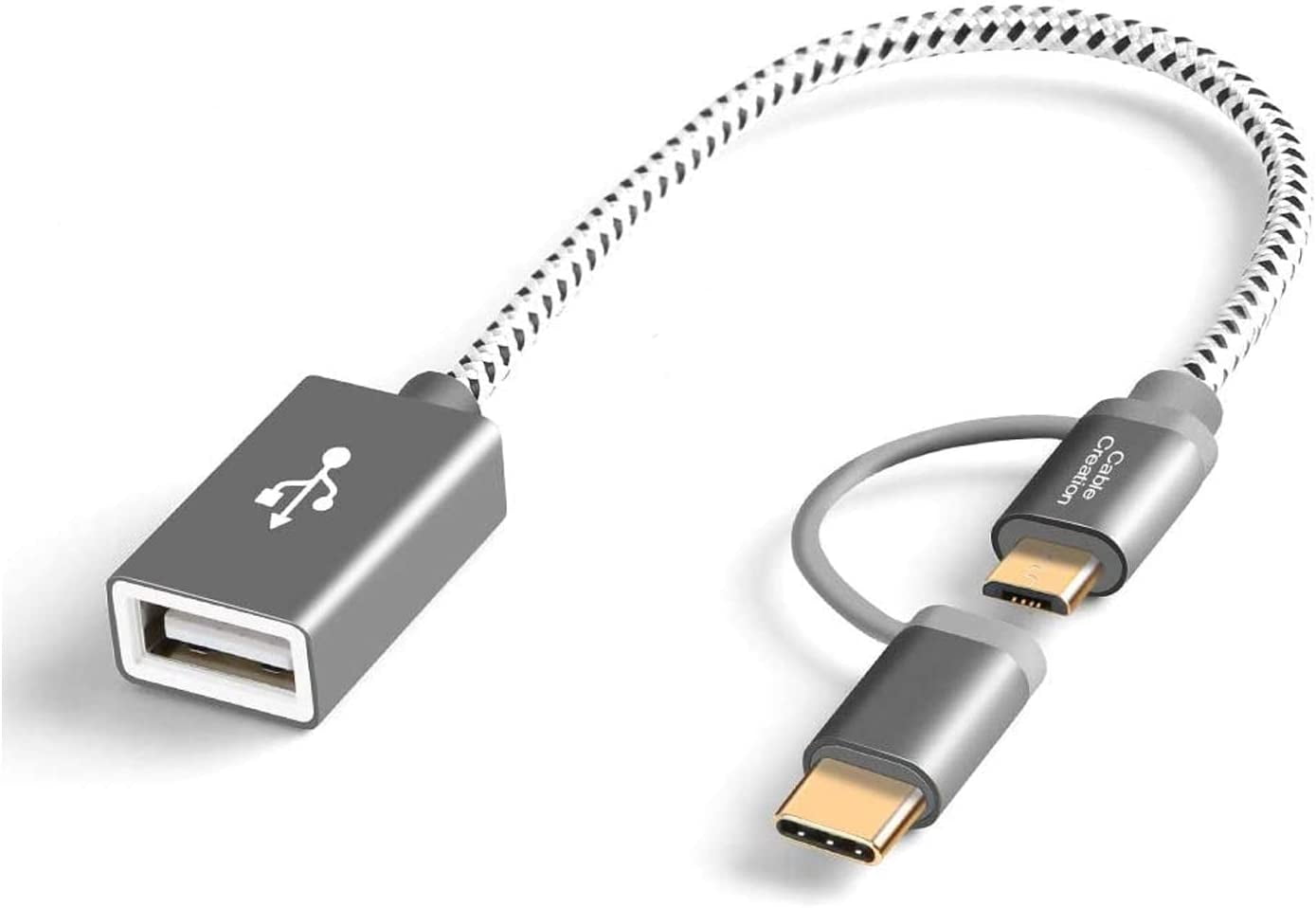 CableCreation Micro USB & USB-C To USB Female Adapter (0.6ft) – OTG Support, Fast Data Transfer For Phones & Tablets