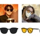 thumbnail image 4 of Paquete de 2 gafas de sol clásicas vintage para mujeres y hombres, gafas de sol de moda con protección UV400 negro beige, 4 of 5