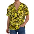 thumbnail image 3 of Naloa Yellow Butterflies Men's Loose Fit Cuban Collar Short-Sleeve Shirt with Button-down and Chest Pocket for Everyday Wear Outings - Large, 3 of 7