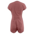 thumbnail image 2 of Mono De Verano Con Cuello En V, Color Puro, Ropa Cómoda, Mono Con Cuello En V Para Mujer, A La Moda Para Fiesta ANGGREK Marrón Rojo 2XL, 2 of 6