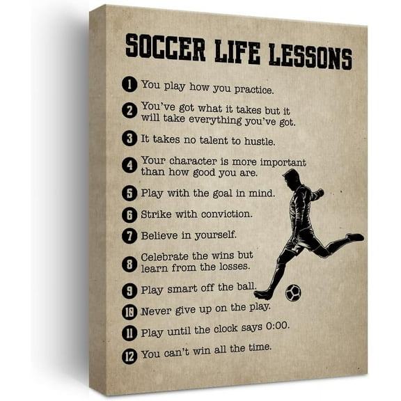 Soccer Gifts Inspirational Wall Decor Canvas Wall Art Artwork Sports Framed Art Paintings Soccer Posters for Soccer Player Athletes Living Room Sports Club Playroom Bedroom Boys Room Gym Decor