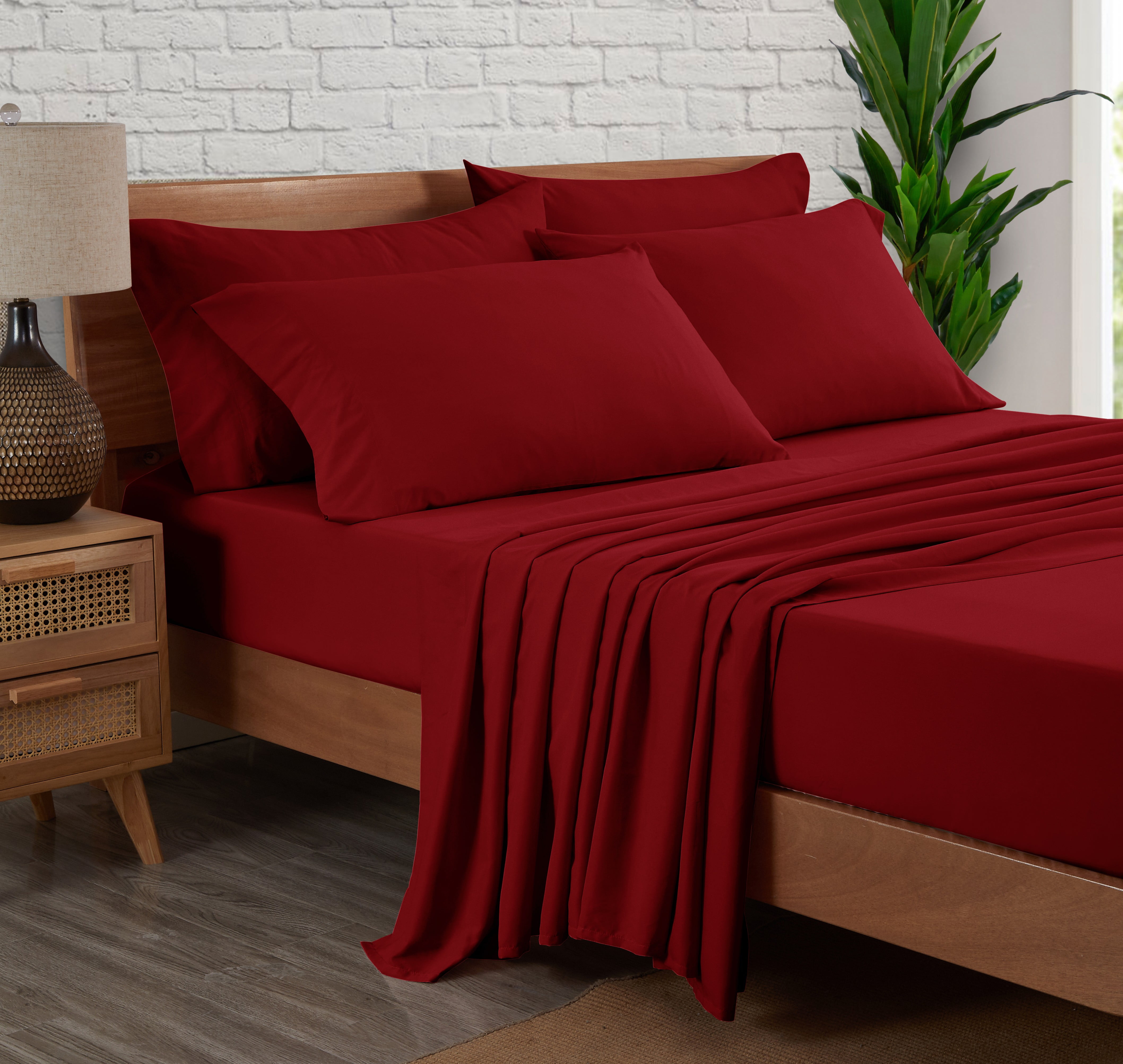 XingShow Red Waterproof Fitted Sheet Queen Deep Pocket Brushed Microfiber  Solid Mattress Protector Bed Cover Queen-60*80*13.7