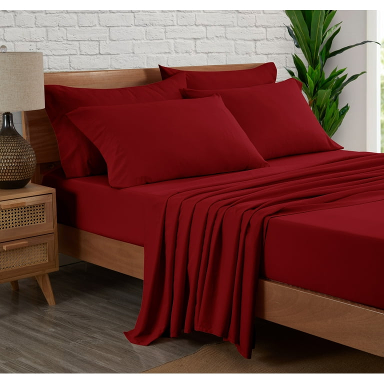 No-slip Ultra-soft Deep Pocket 6-piece Solid Color Bed Sheet Set