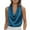 Blue, variant on Women's Satin Cowl Neck Blouse Elegant Sleeveless Business Casual Tank Top Tshirts Summer Solid Color Office Work Shirts