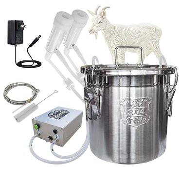 Hantop Machine à Traire les Chèvres 12L, Pompe à Vide Pulsatrice Portable, Seau à Lait en Acier Inoxydable 304 de Qualité Alimentaire avec Valve de Contrôle Automatique et Tasses à Tétines Machine à Traire les Chèvres (Modèle Classique)