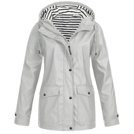 MKLEKYY Veste Légère pour Femmes Plus Veste Extérieure Coupe-Vent à Capuche Manteau de Pluie pour Femmes