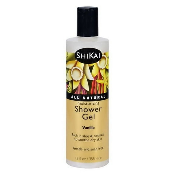 Shikai All Natural Moisturizing Shower Gel Gentle and Soap Free, Vanilla, 12 o