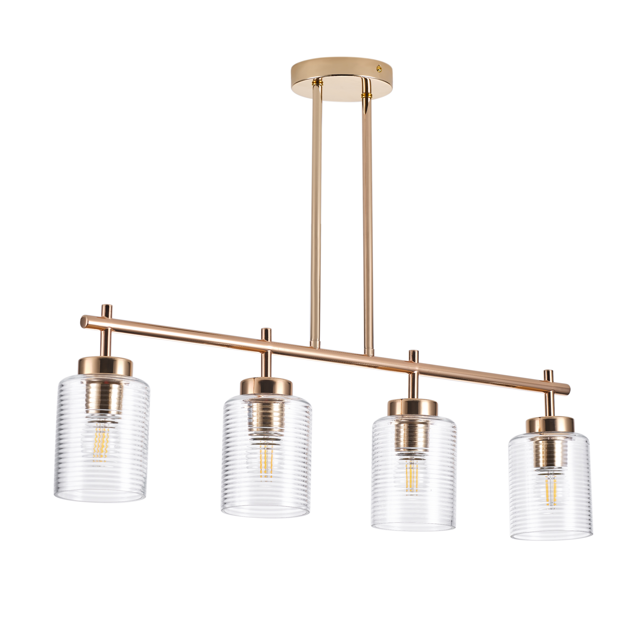 4-Light Classic Farmhouse Pendant Light, Brushed Gold Modern Hanging Ceiling Lighting Fixture for Living Room Bedroom Kitchen Hallway