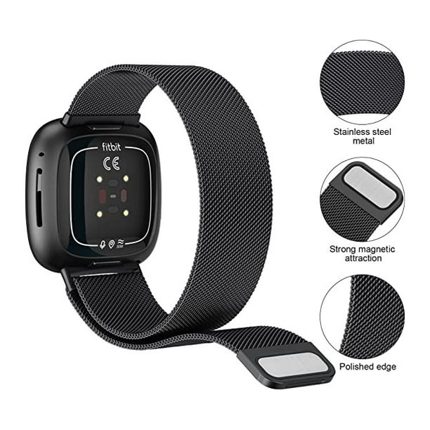 Correa milanesa magnetica de repuesto para reloj inteligente Fitbit Versa 3 Versa 4 color dorado grande Bodega Aurrera en linea