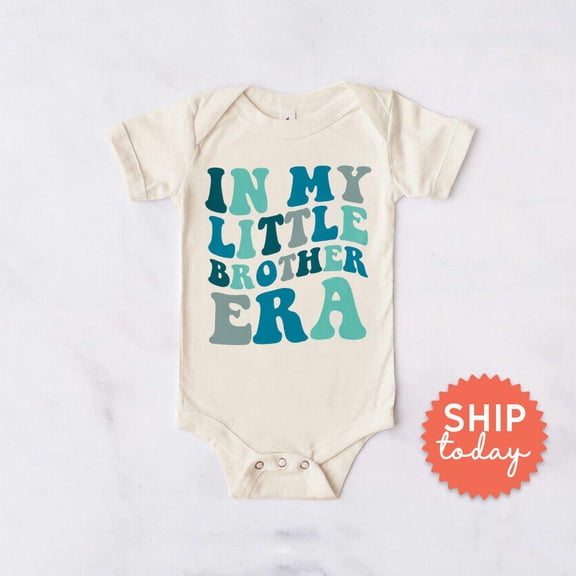 In My Little Brother Era Onesie, Newborn Baby Announcement Cloting, Promoted To Little Brother Bodysuit, Sibling Clothes, Cute Baby Onesie, BABY BODYSUIT LAT 4424